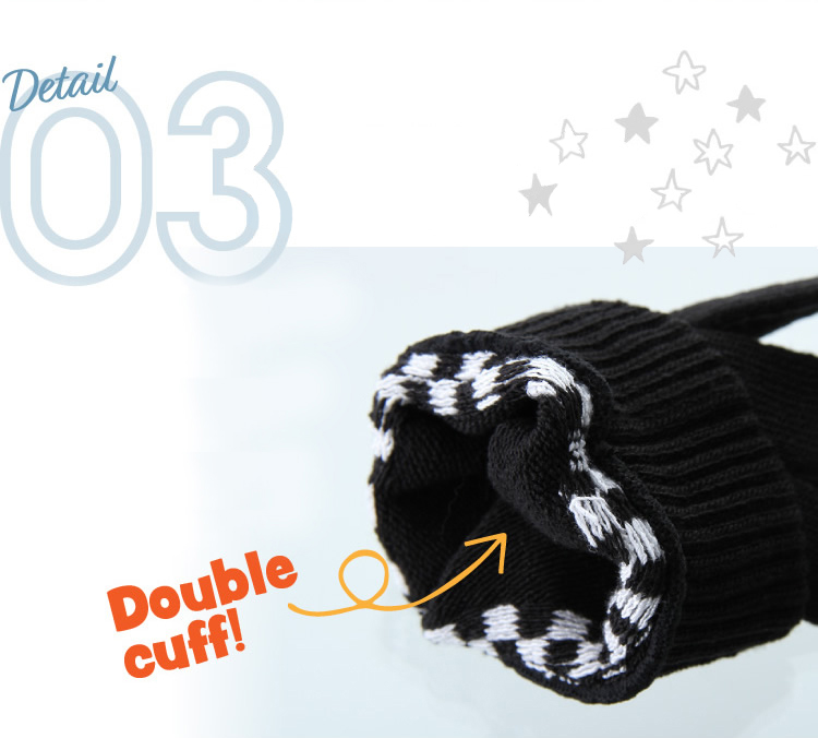 商品説明３：カフス部分が二重で温かい