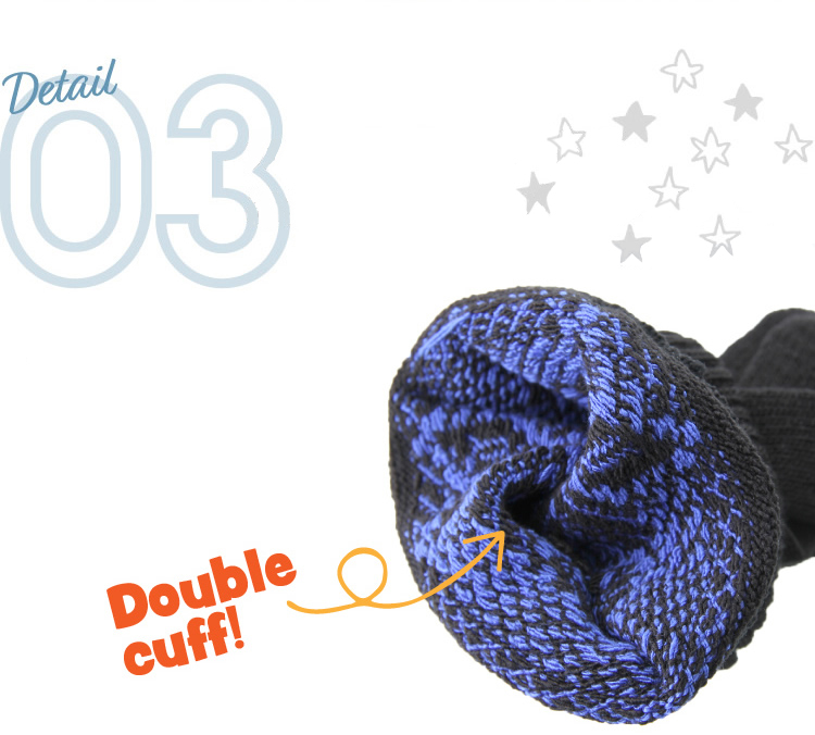 商品説明３：カフス部分が二重で温かい