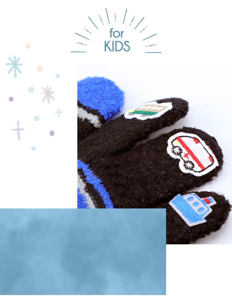 商品概要：大人気の「手袋シアター」が誕生。上質な裏起毛、セルフヒーター加工を施したあったか手袋