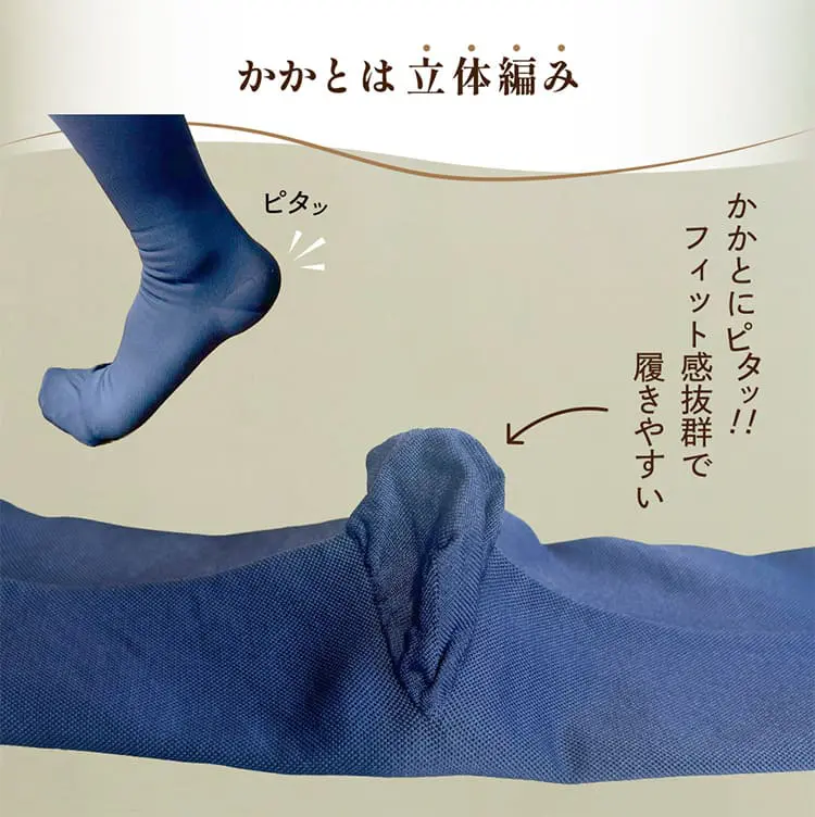 かかとは立体編み