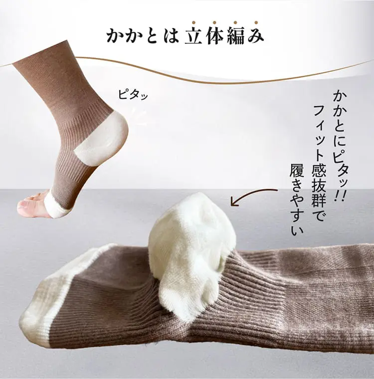 かかとは立体編み