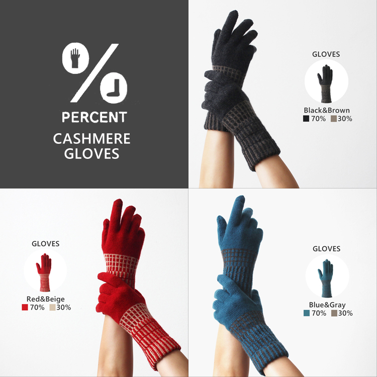 PERCENT CASHMERE GLOVES HAND WARMER パーセント カシミヤ 5本指手袋