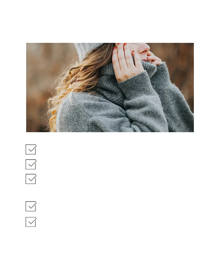 ネックウォーマー選びで感じやすい悩みをまとめた説明画像。見た目やフィット感に関する例