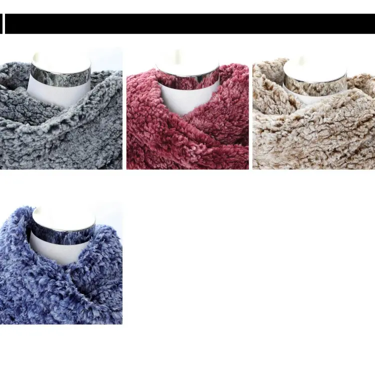 ネックウォーマーのカラーバリエーションを一覧で紹介した画像。ダイダイ風ボアデザイン。