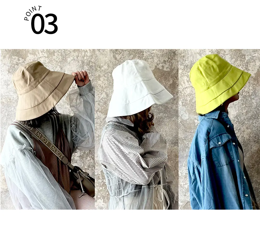 洗える・折りたためる・あご紐付きのレディースUVハットの機能紹介