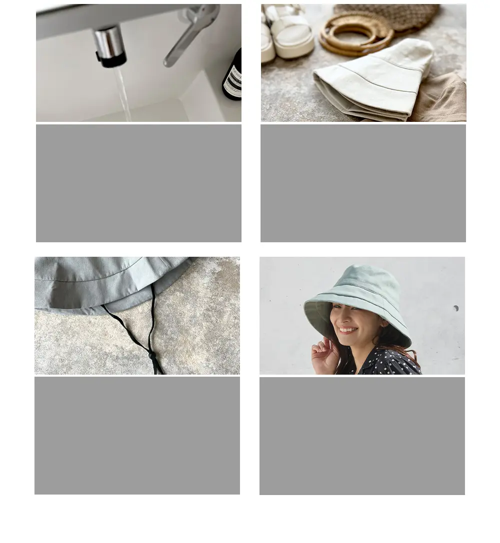 手洗い可能で折りたたんで持ち運びやすいレディース日よけ帽子の仕様説明