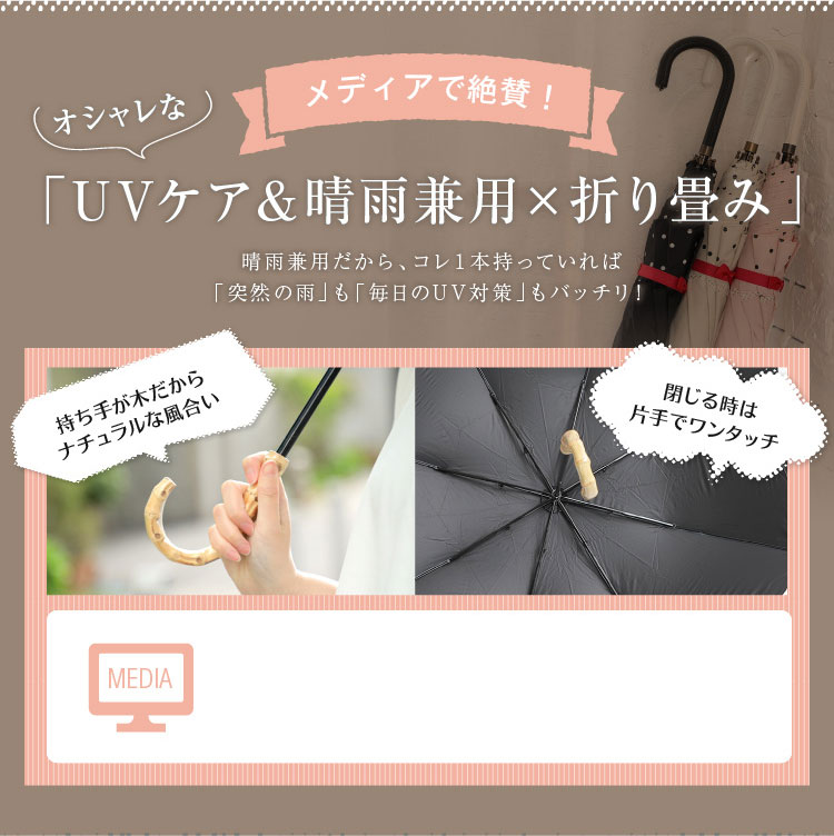 「UVケア＆晴雨兼用×折り畳み」
