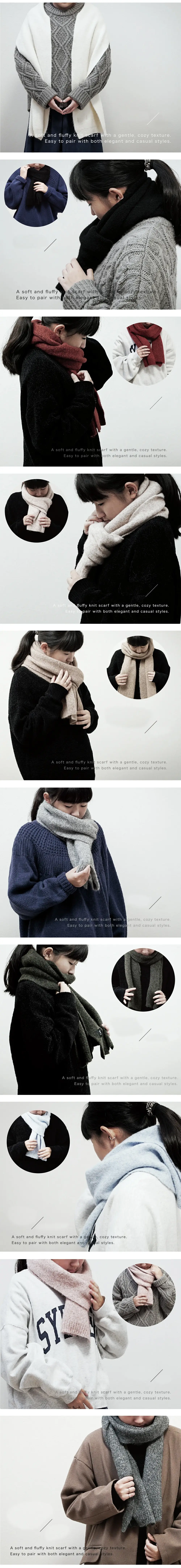 ホワイトやブラック、ベージュなど豊富なカラー展開のマフラー。コーディネートに合わせやすい色合い