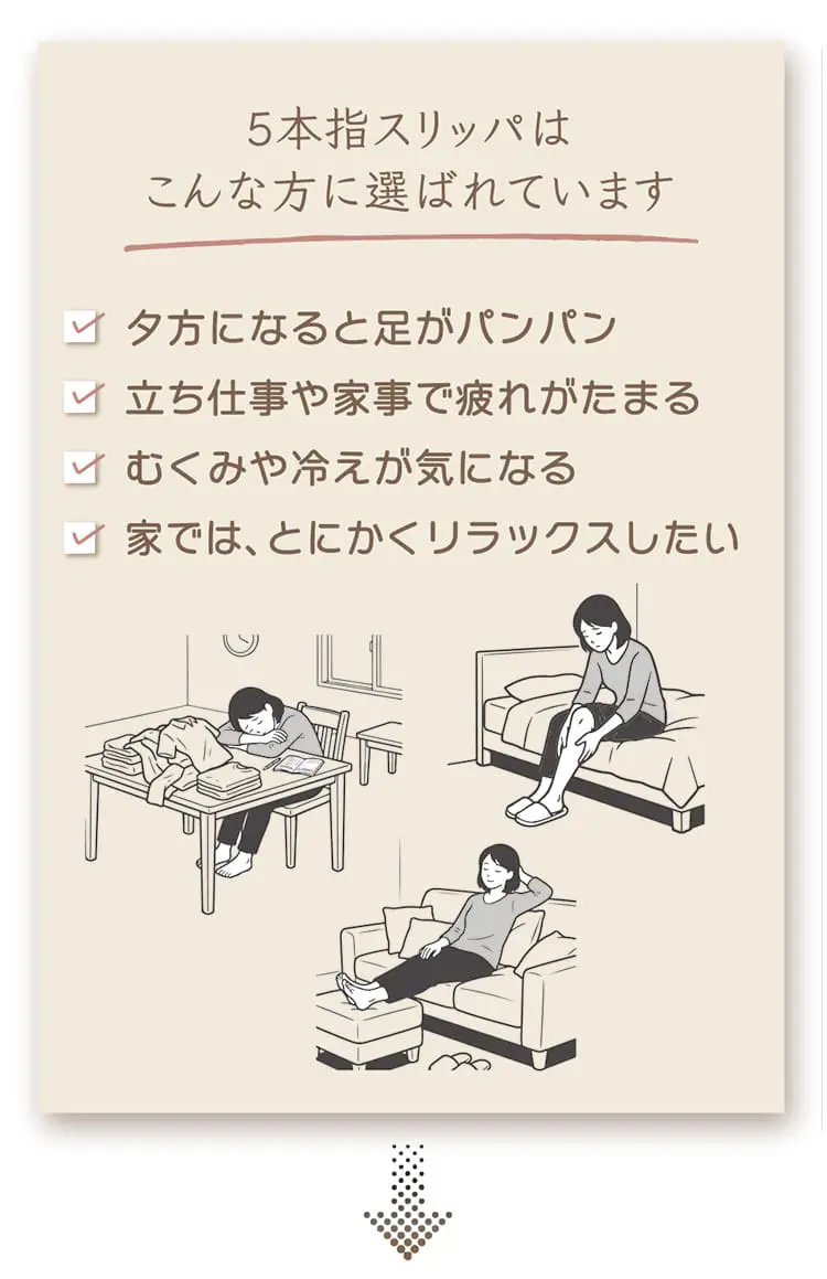 5本指スリッパはこんな方に選ばれています
