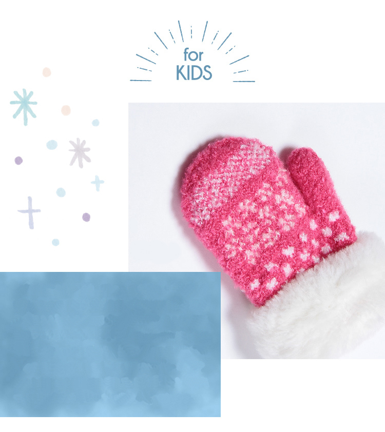 商品概要：とってもかわいい雪の結晶柄♪上質な裏起毛、セルフヒーター加工を施したあったか手袋