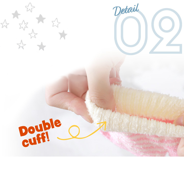 商品説明２：カフス部分が二重で温かい