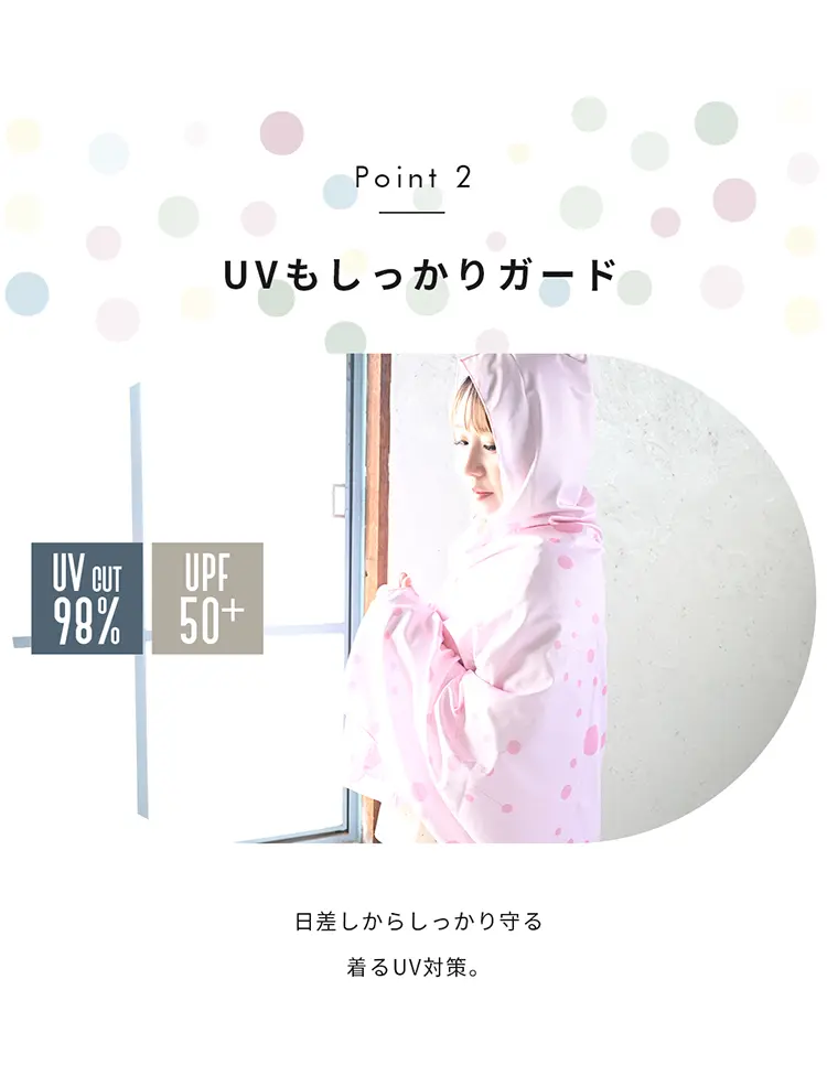 UVカット98％、UPF50+