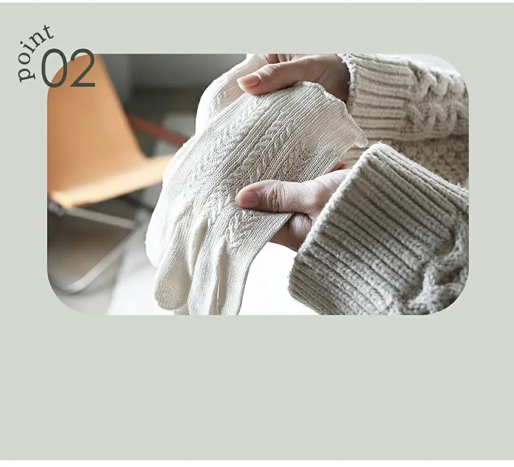 毎日使いやすいシルク手袋のイメージ。上質な生地でお手入れも簡単。