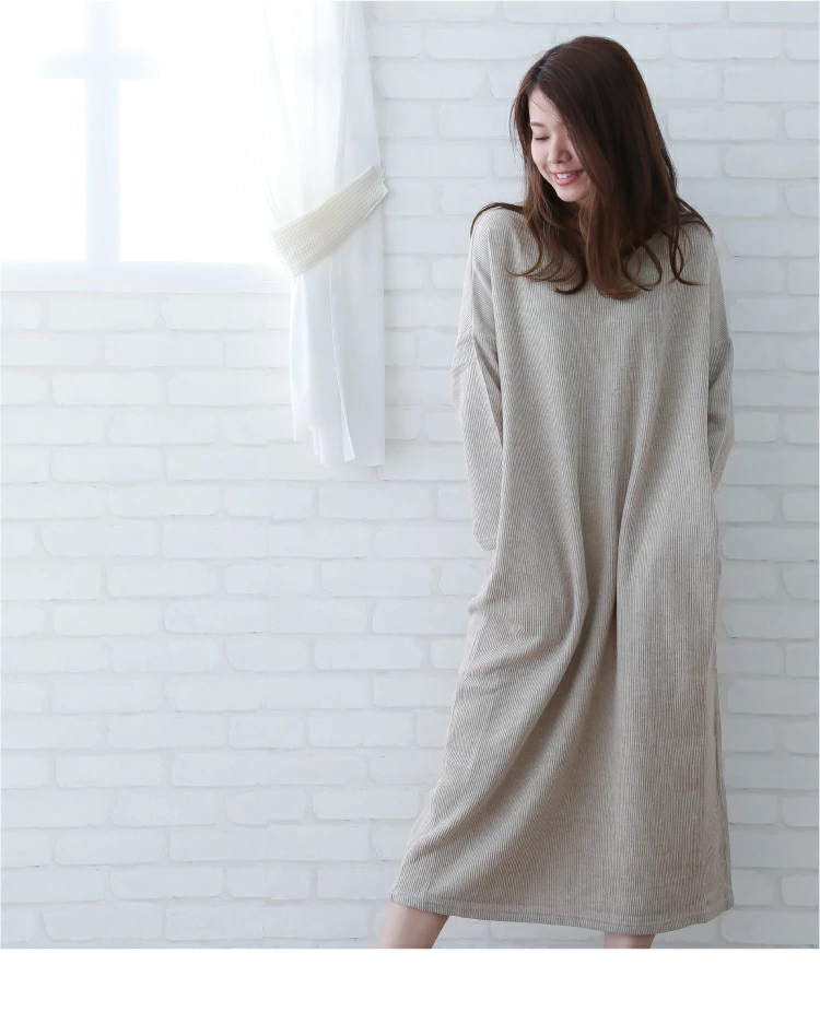 コットンリネンコクーンワンピース　ベージュ正面