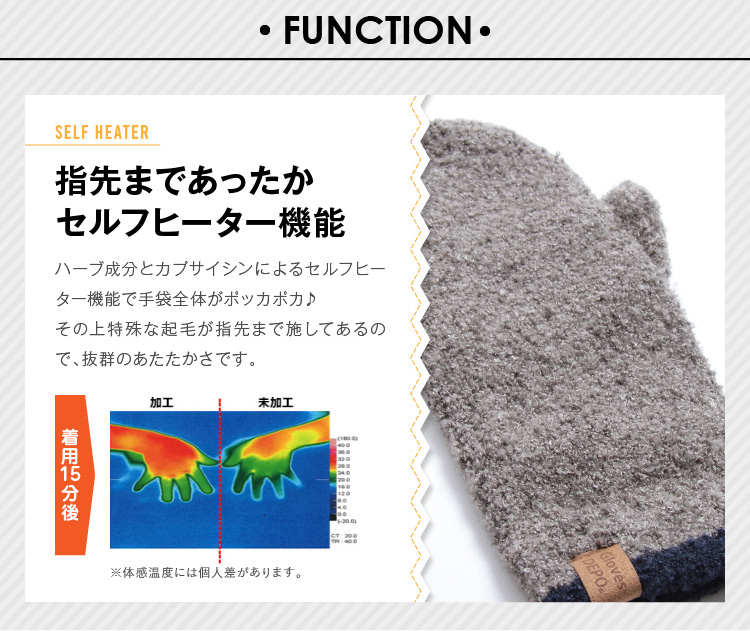 指先まであったかセルフヒーター加工