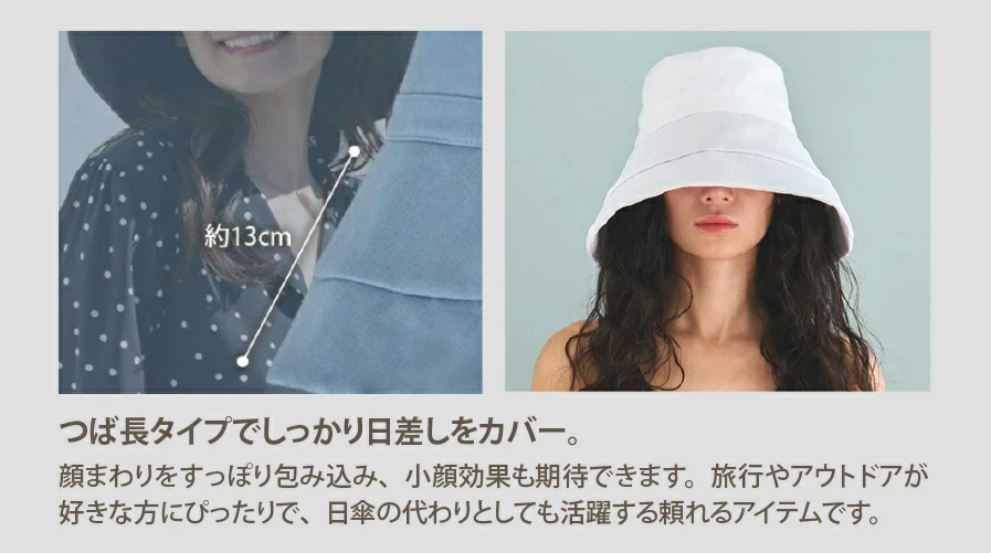 つば長タイプでしっかり日差しをカバー