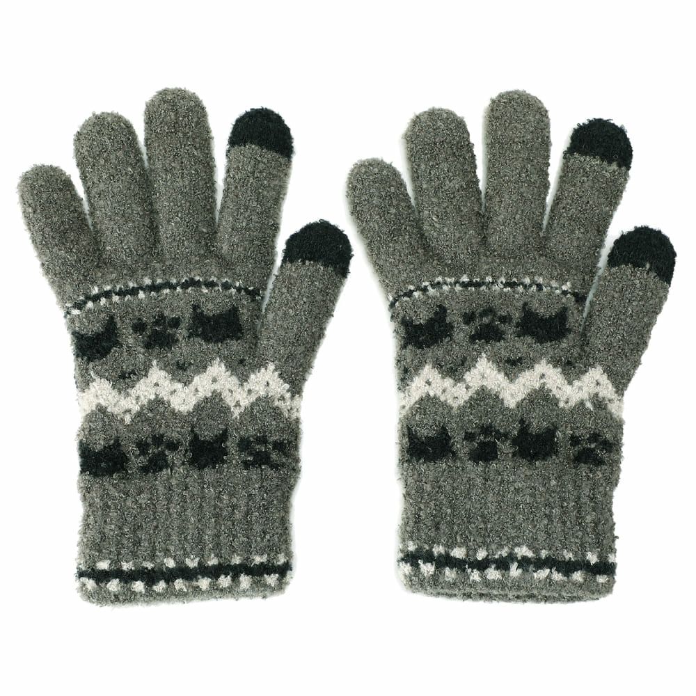 レディース ニット手袋 ネコモチーフ 日本製 スマホ対応詳細