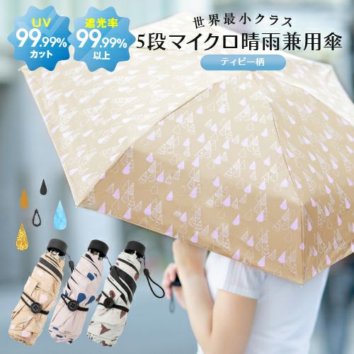 晴雨兼用マイクロ傘ティビー柄