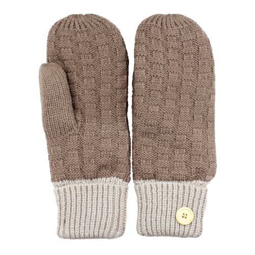 レディース ミトン 裏ボア二重手袋 内側5本指手袋 ケーブル編み