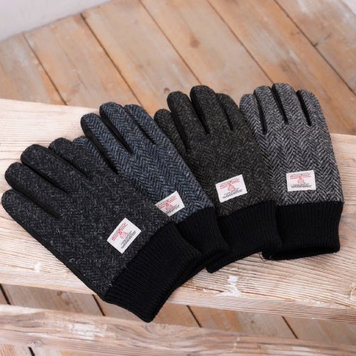 COMMEdesGARCONS HOMME(コムデギャルソンオム) 手袋 メンズ - 黒×グレー×ブラウン HARRIS TWEED(ハリスツイード)/チェック柄 ウール、レザー COMMEdesGARCONS HOMME(コムデギャルソンオム) 手袋 メンズ - 黒