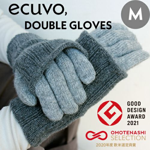 エクボ ecuvo, Mサイズ レディース 二重 手袋 ダブル グローブ aw 秋冬