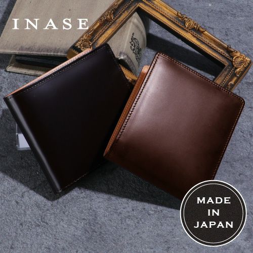 馬革 折り畳み財布 コードバン INASE