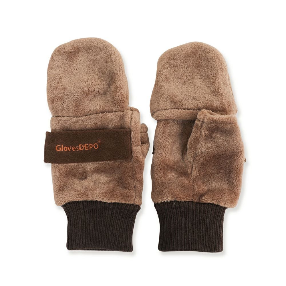 ふわふわボア仕様手袋 フード付き スマホ対応 レディース グローブ 指