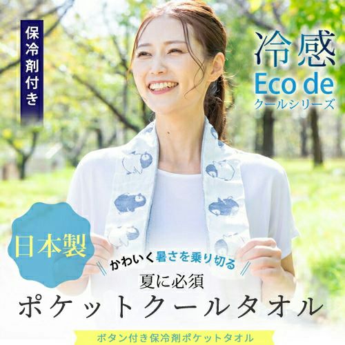 冷感クールシリーズ ポケットクールタオル ショート 保冷剤・ボタン