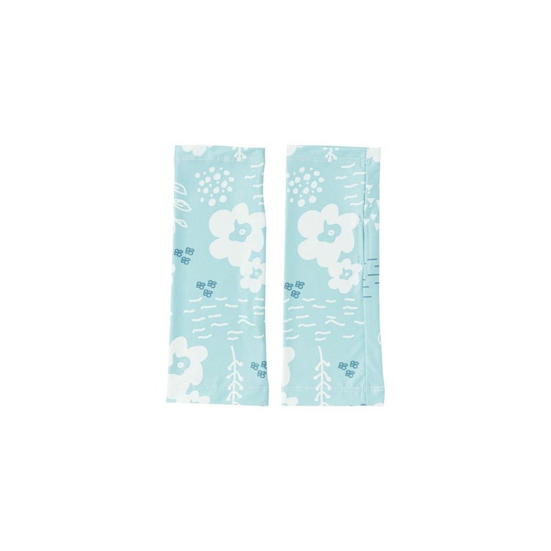 ショート草花柄ライトグリーン