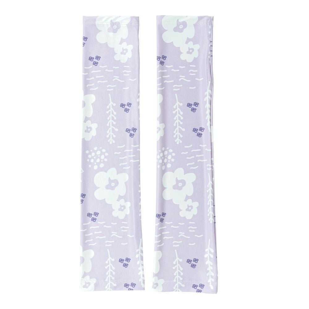 ロング草花柄ラベンダー